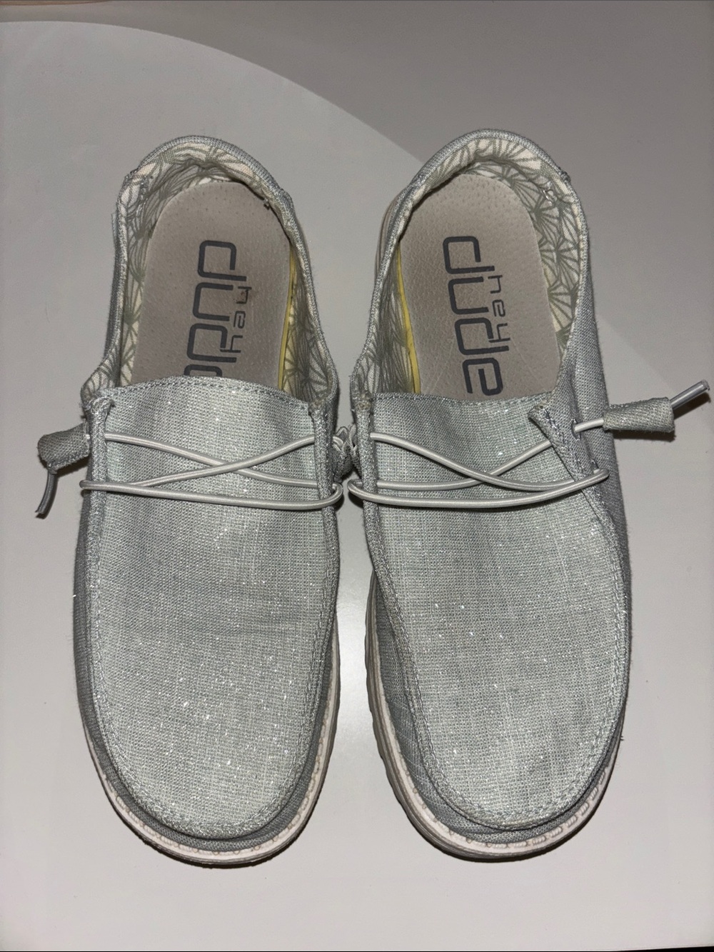 Hey Dude Silver Sparkle Casual Slip-Ons